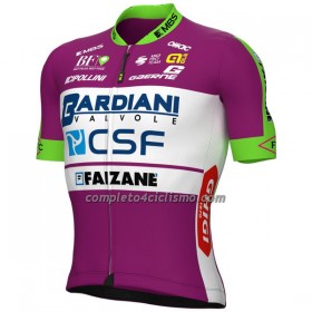 Completo Maglia + Pantaloncino con bretelle 2022 Bardiani-CSF Faizane Manica Corta Verde Lilla